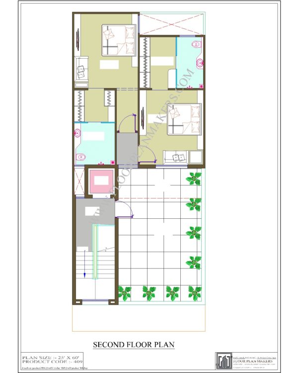 25x60 Second Floor Plan
