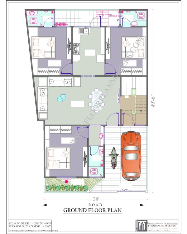 28x49 Ground Floor Plan