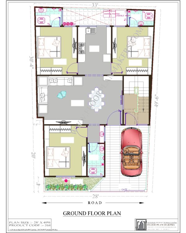 28x49 Ground Floor Plan