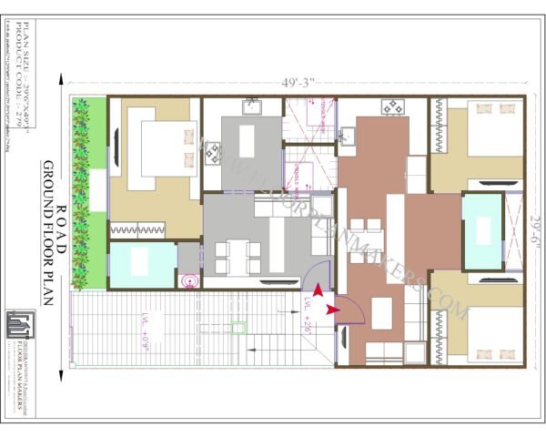 29'6''x49'3'' Ground Floor Plan