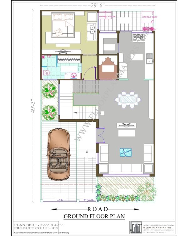 29'6''x49'3'' Ground Floor Plan