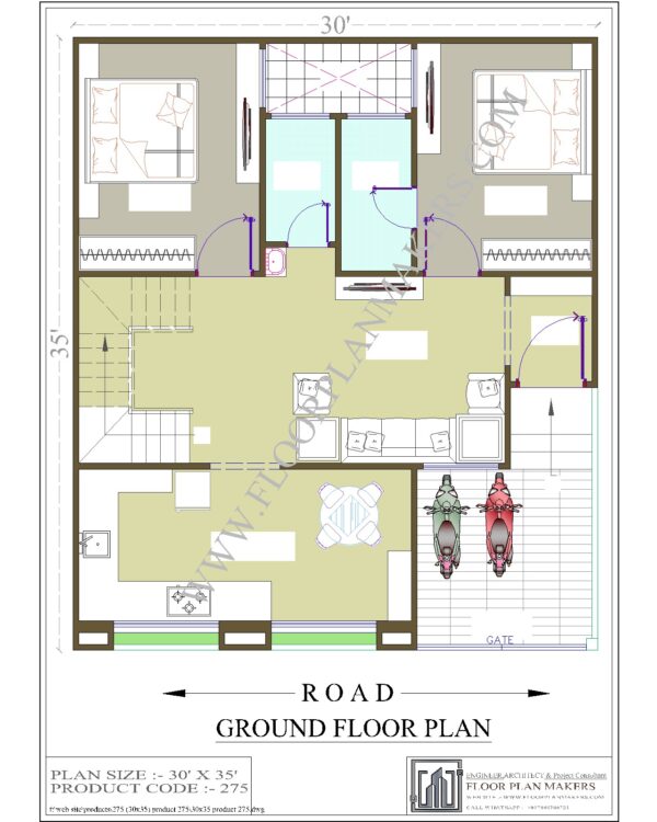 30x35 Ground Floor Plan