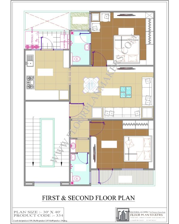 30X40 First/Second Floor Plan