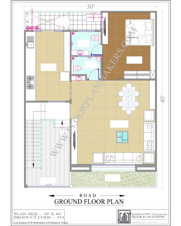 30X40 Ground Floor Plan