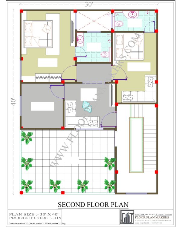 30X40 Second Floor Plan