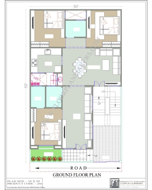 30x50 Ground Floor Plan