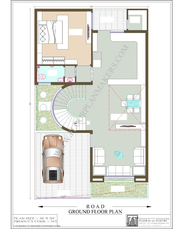 30x50 Ground Floor Plan