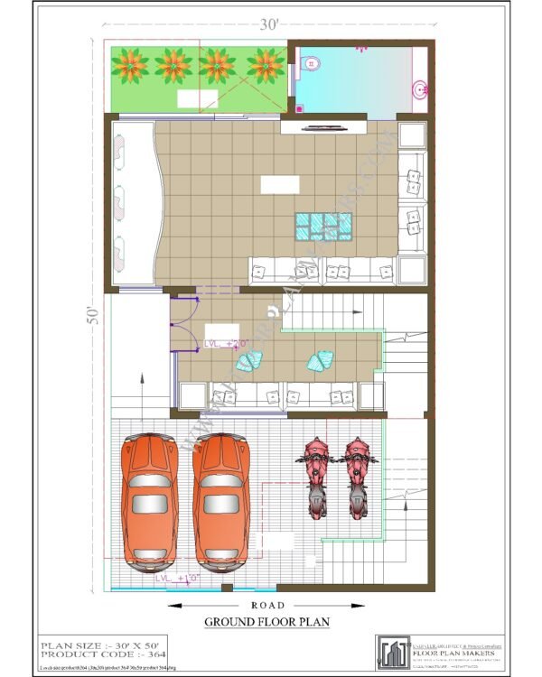 30x50 Ground Floor Plan