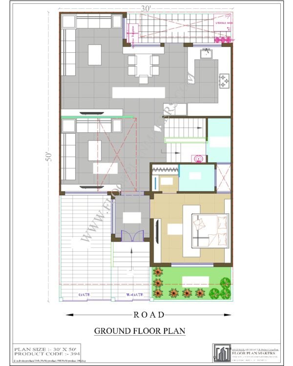 30x50 Ground Floor Plan