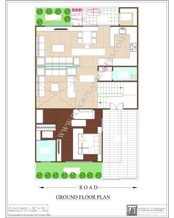 30x50 Ground Floor Plan