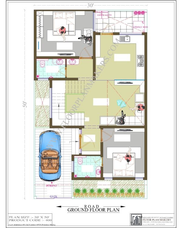 30x50 Ground Floor Plan