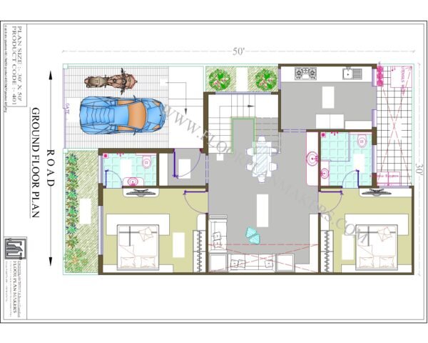 30x50 Ground Floor Plan