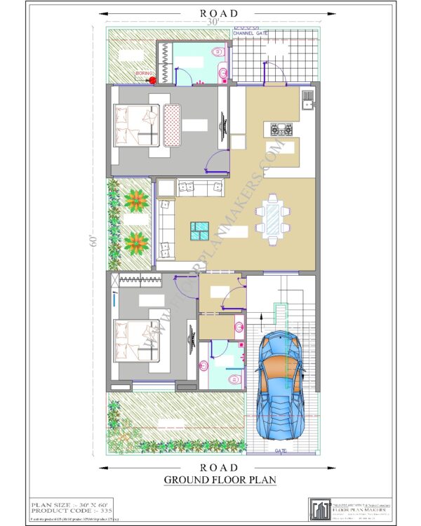 30x60 Ground Floor Plan