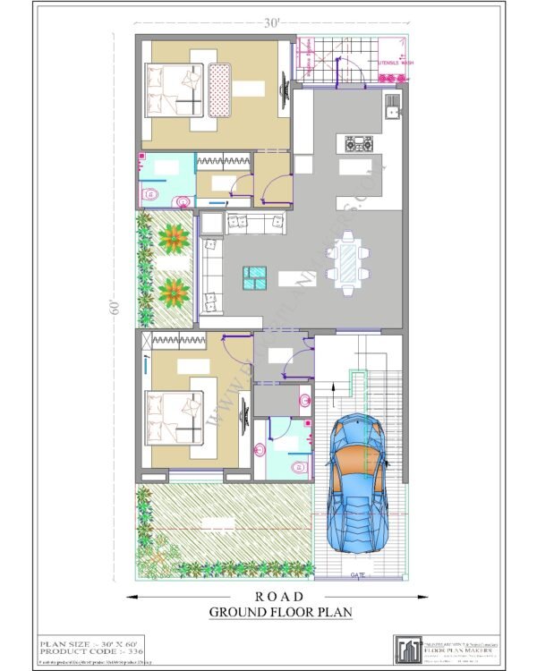 30x60 Ground Floor Plan