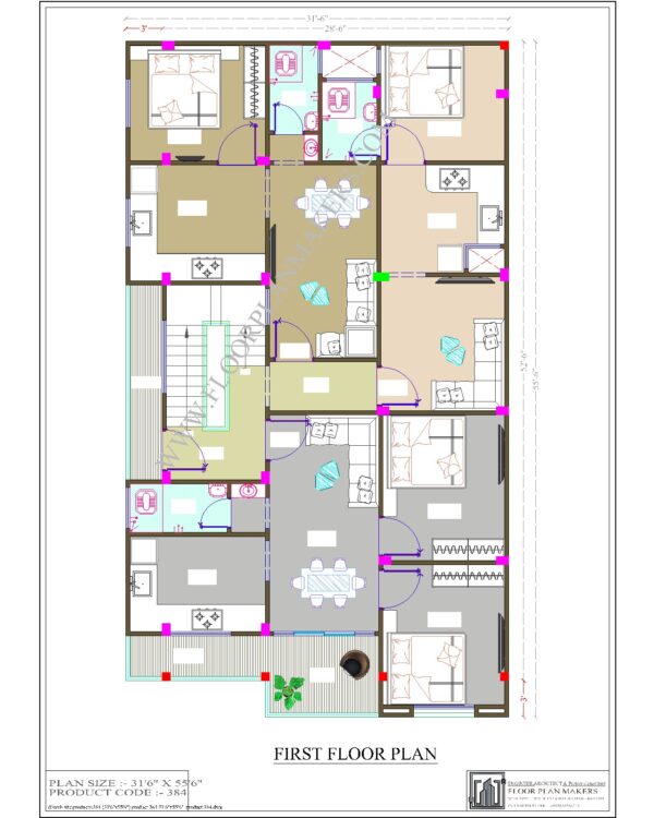 31'6"x55'6" First Floor Plan