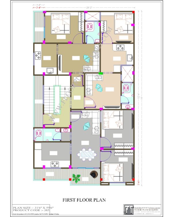 31'6"x55'6" First Floor Plan