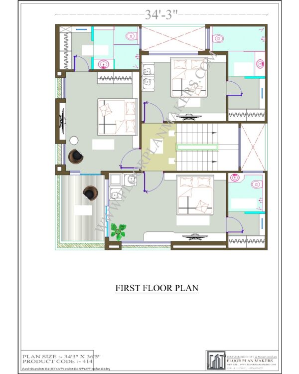 34'3x"36'5" First Floor Plan