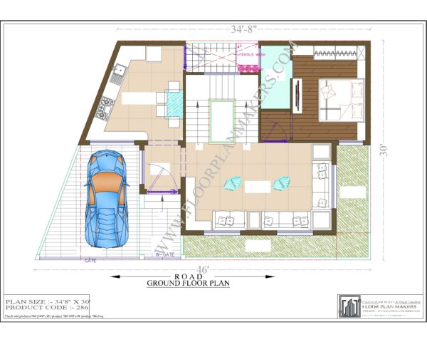 34x30 Ground Floor Plan