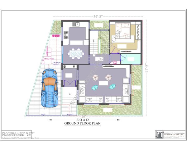 34x37 Ground Floor Plan