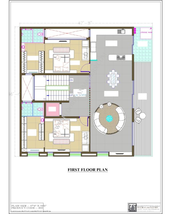 47'8"x46'6" First Floor Plan