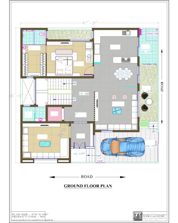47'8"x46'6" Ground Floor Plan