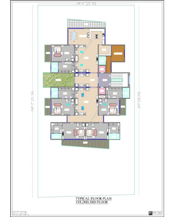 84’6’’x168’2’’ First/Second/Third Floor Plan